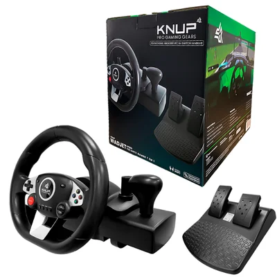 Volante Gamer Knup Pro Gaming Gears, 10 Botões, Joystick/Vibração, Experiência Imersiva Wadjet - Kp-5816