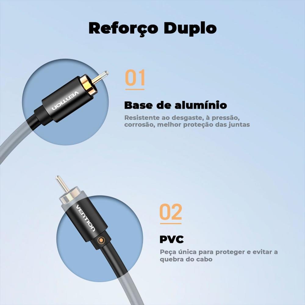 Imagem 3 de 5 do produto Cabo Coaxial Rca Audio, Video, Digital Tv, Vention Spdif, 1.5m