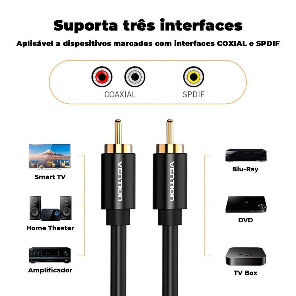 Imagem 5 de 5 do produto Cabo Coaxial Rca Audio, Video, Digital Tv, Vention Spdif, 1.5m