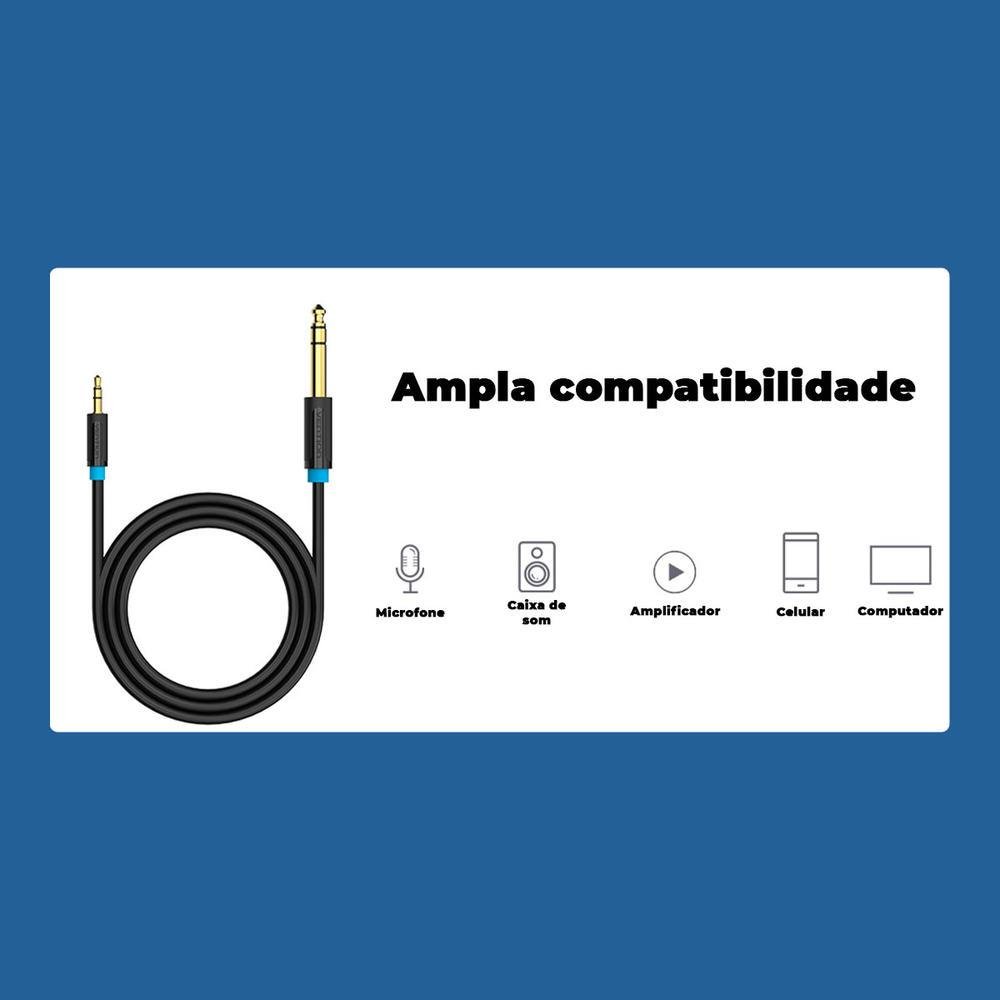 Imagem 3 de 4 do produto Cabo Audio P2 Para P10, Vention, Blindado, 1.5m