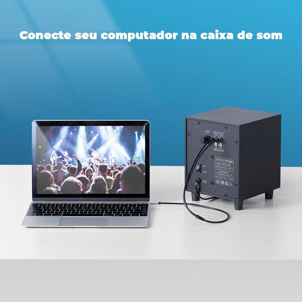 Imagem 4 de 5 do produto Cabo Áudio Vention Auxiliar, P2 Estéreo Para RCA, 5M, Som