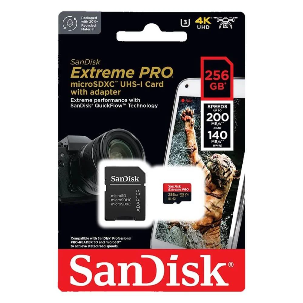 Imagem 4 de 5 do produto Cartão de Memória Sandisk Extreme Pro, 256GB, Microsdxc - Sdsqxcd-256g-Gn6ma