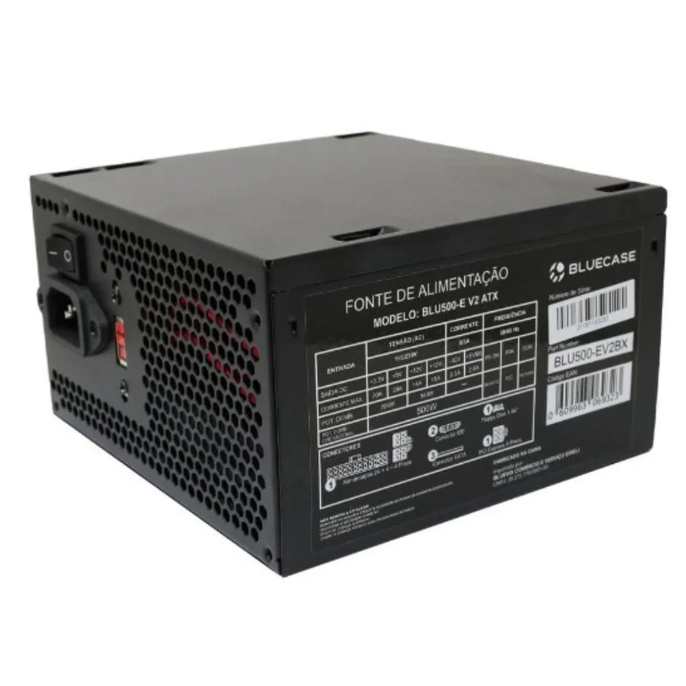 Imagem 5 de 5 do produto Fonte De Alimentação Para Pc Desktop 500w Bivolt Bluecase Blu500-e Atx V2