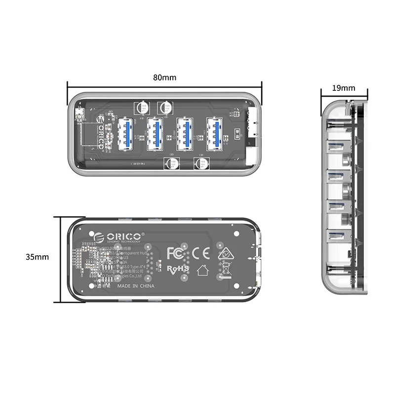 Imagem 4 de 4 do produto HUB 4 Portas USB 3.0 - F4u-u3 - Transparente