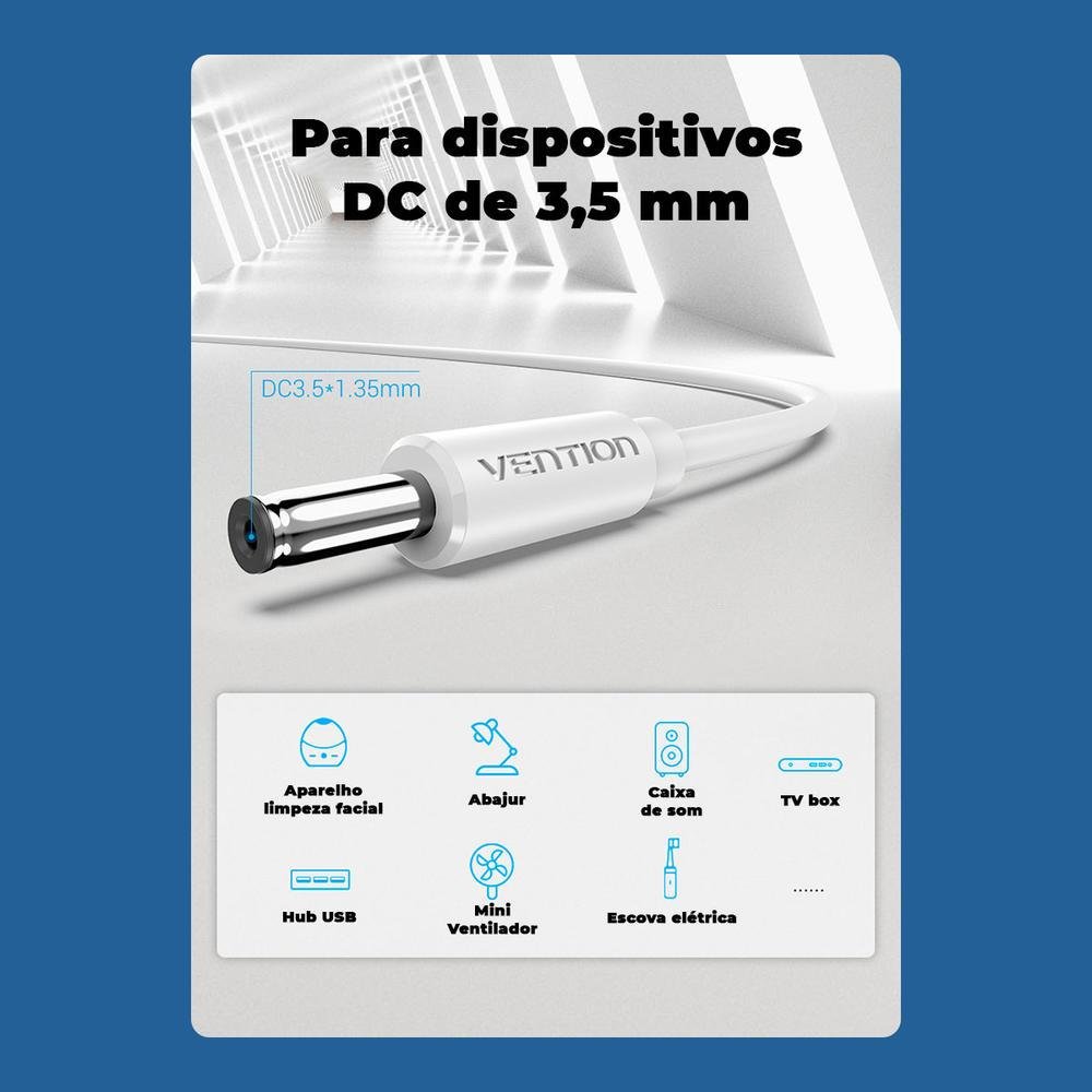 Imagem 4 de 5 do produto Cabo Energia Vention Alimentação, 1M, USB A Para DC 3.5mm, Som