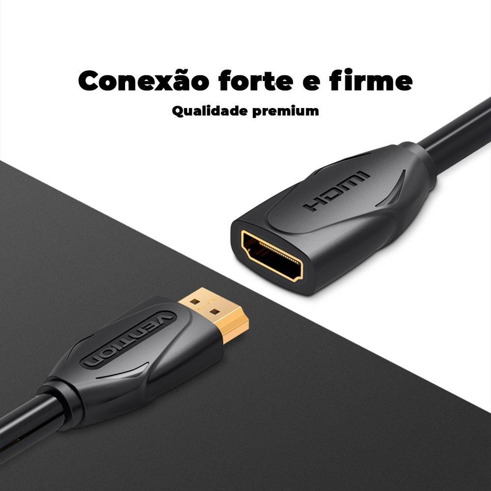 Imagem 4 de 5 do produto Cabo Vention HDMI 2.0 4K, Extensor Adaptador, 1M, Macho/Fêmea