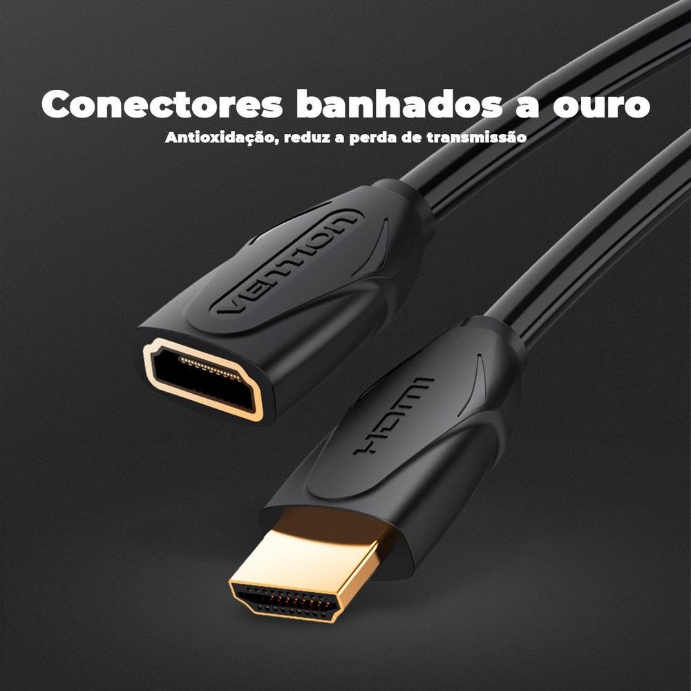 Imagem 5 de 5 do produto Cabo Vention HDMI 2.0 4K, Extensor Adaptador, 1M, Macho/Fêmea