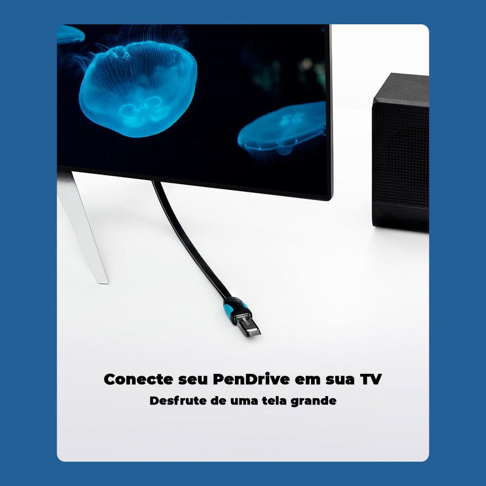 Imagem 3 de 5 do produto Cabo Extensor Vention Flat, USB 3.0, 3M, P/ Extensão Pendrive Tv