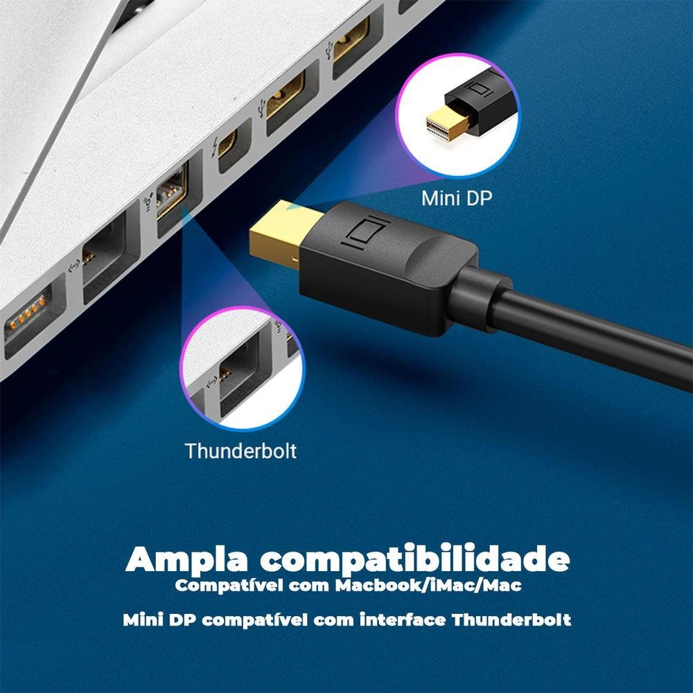 Imagem 2 de 5 do produto Cabo Vention Displayport Para Thunderbolt Mini Dp Macbook 2m