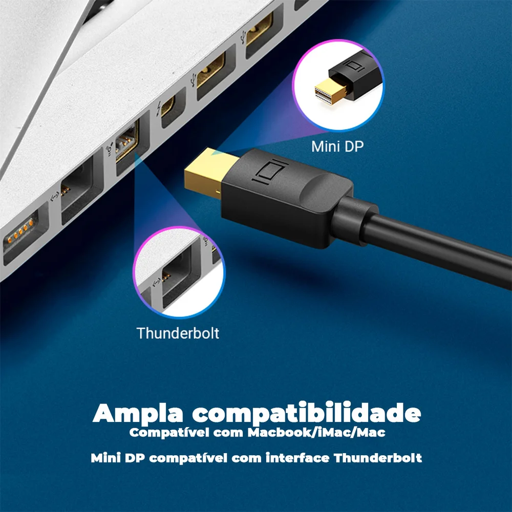 Imagem 5 de 5 do produto Cabo Vention Displayport Para Thunderbolt Mini Dp Macbook 3m