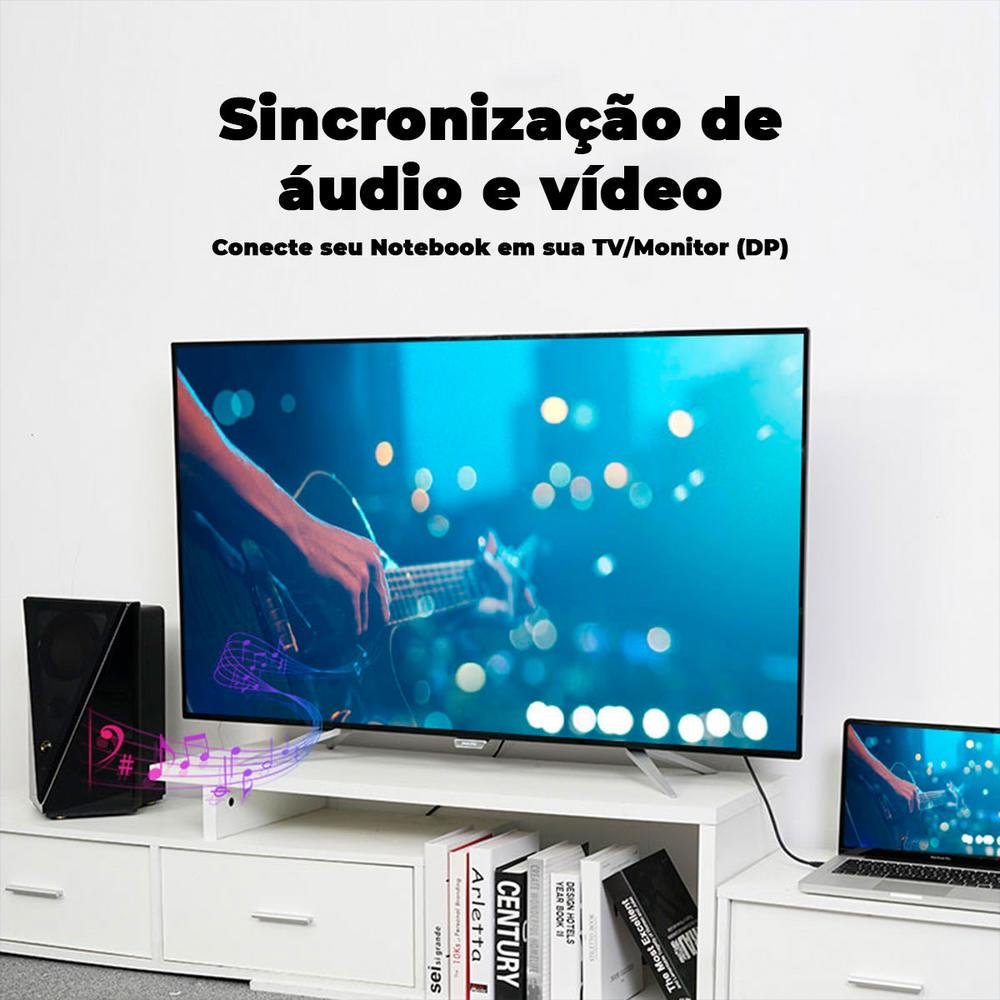 Imagem 3 de 5 do produto Cabo Vention Displayport 1.2 4k Premium Gamer 240hz Tv Pc 2m