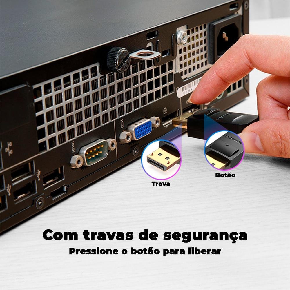 Imagem 3 de 5 do produto Cabo Vention Displayport Para Thunderbolt Dp Macbook 1.5m