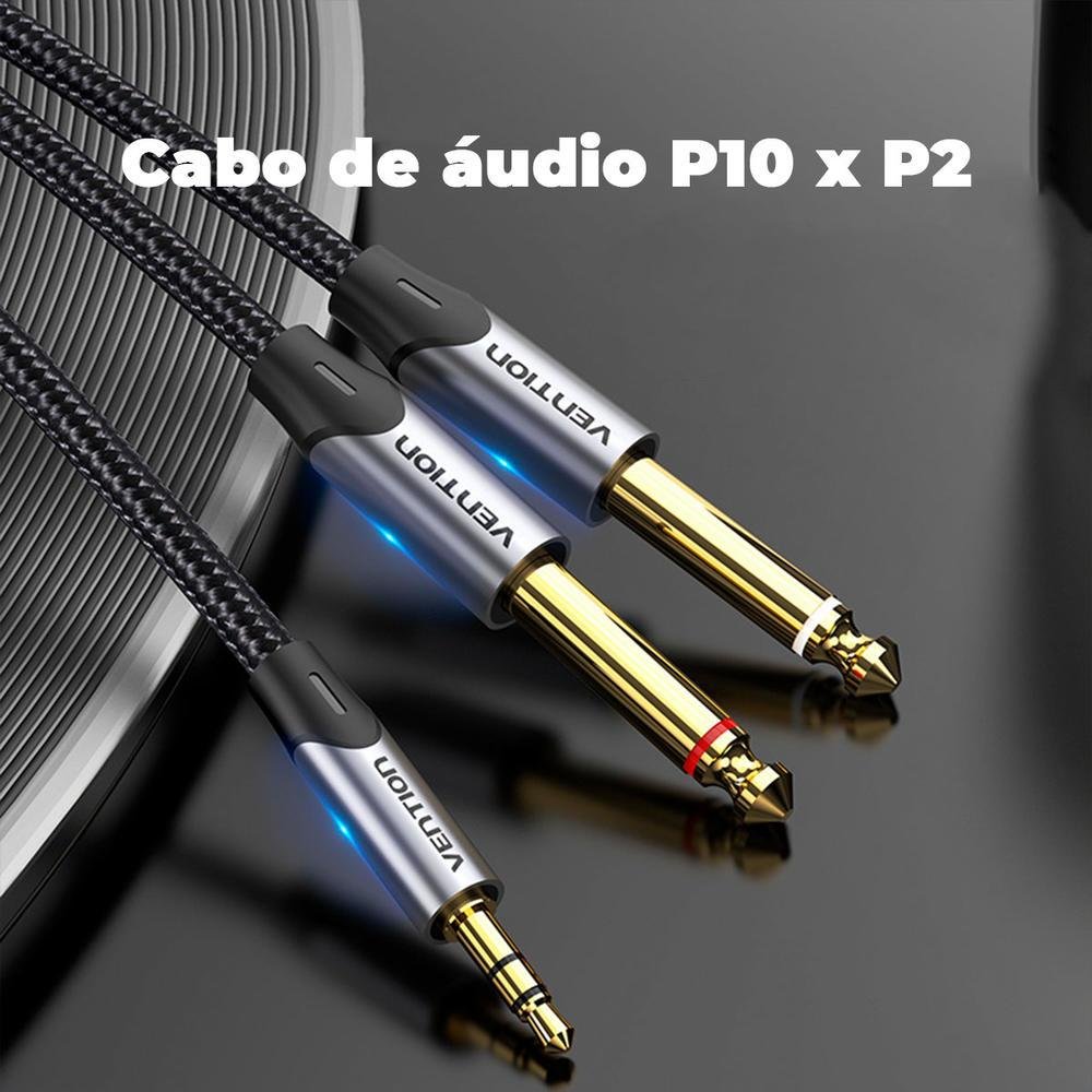 Imagem 3 de 5 do produto Cabo Audio Profissional P2, Vention, Estereo, Para P10, Mono, 5m