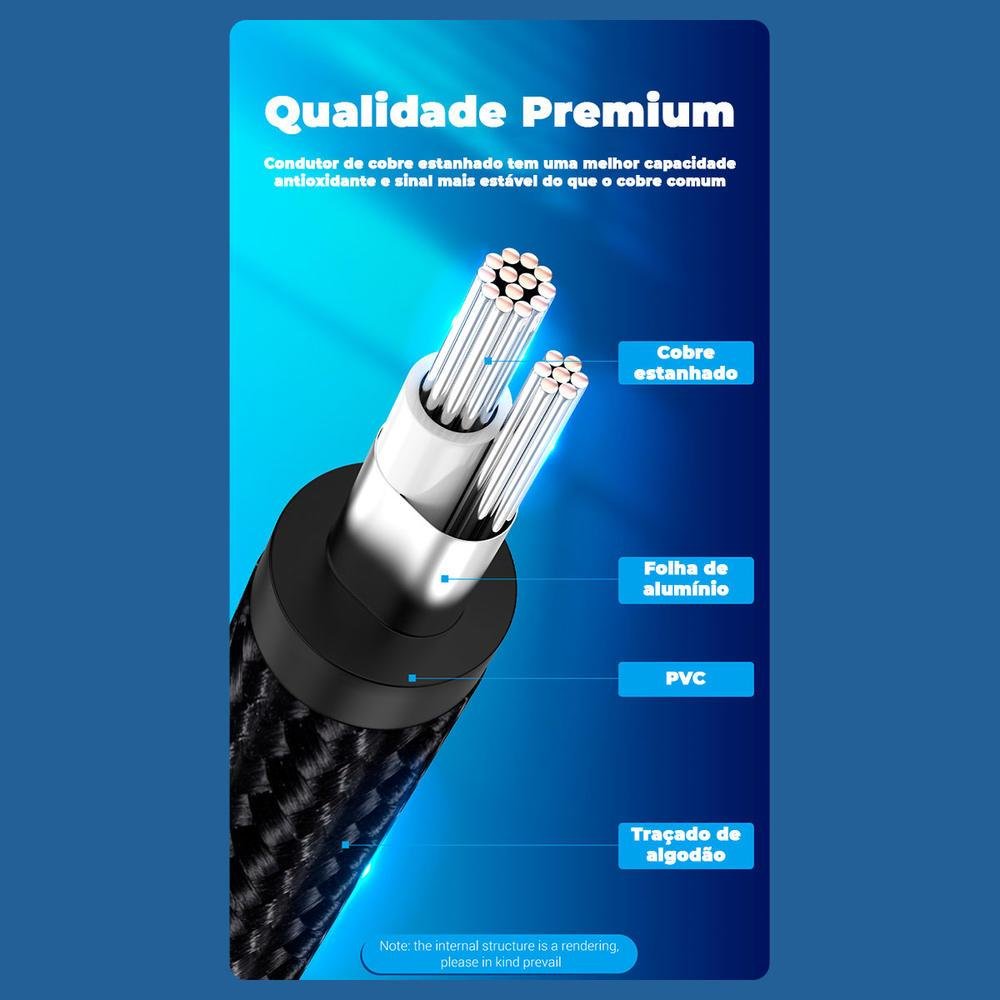 Imagem 4 de 5 do produto Cabo Audio P10 Macho Vention, para Mesa De Som Profissional, 2m