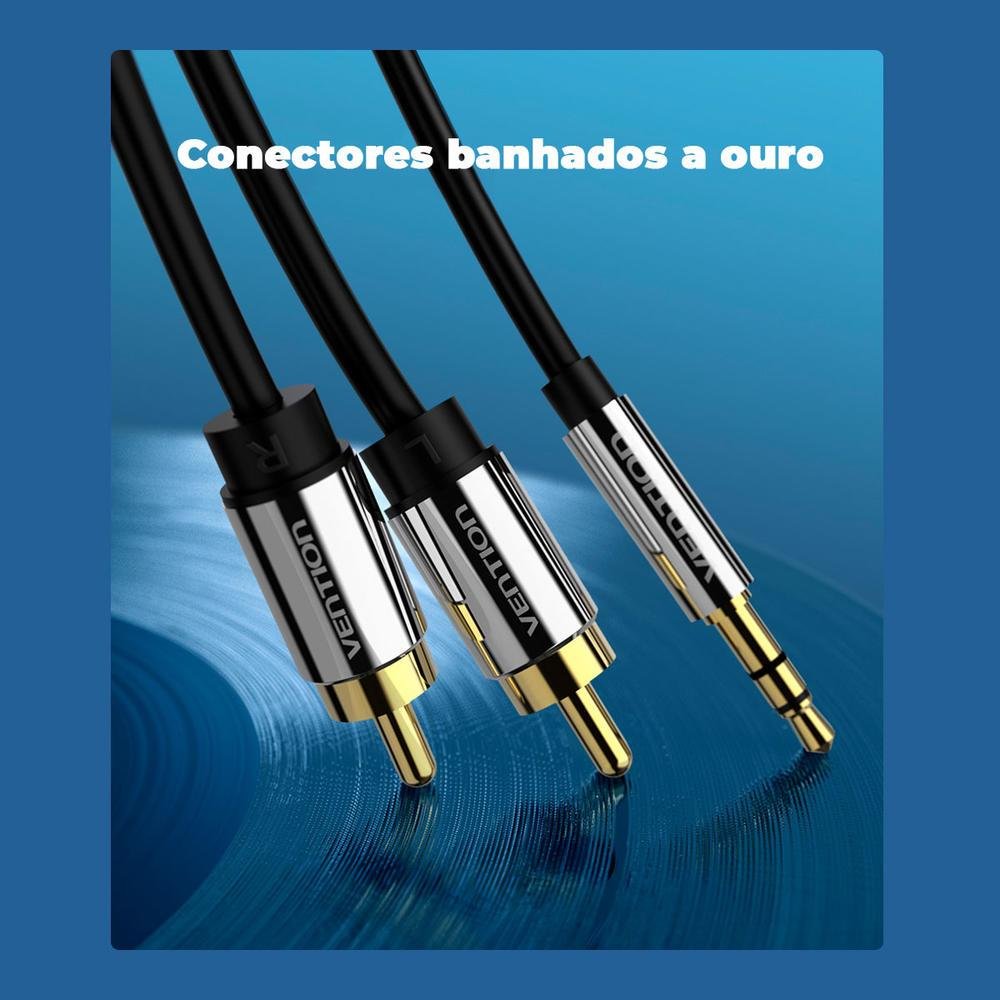 Imagem 4 de 5 do produto Cabo Vention Auxiliar P2 Para Rca Blindado Profissional 1.5m