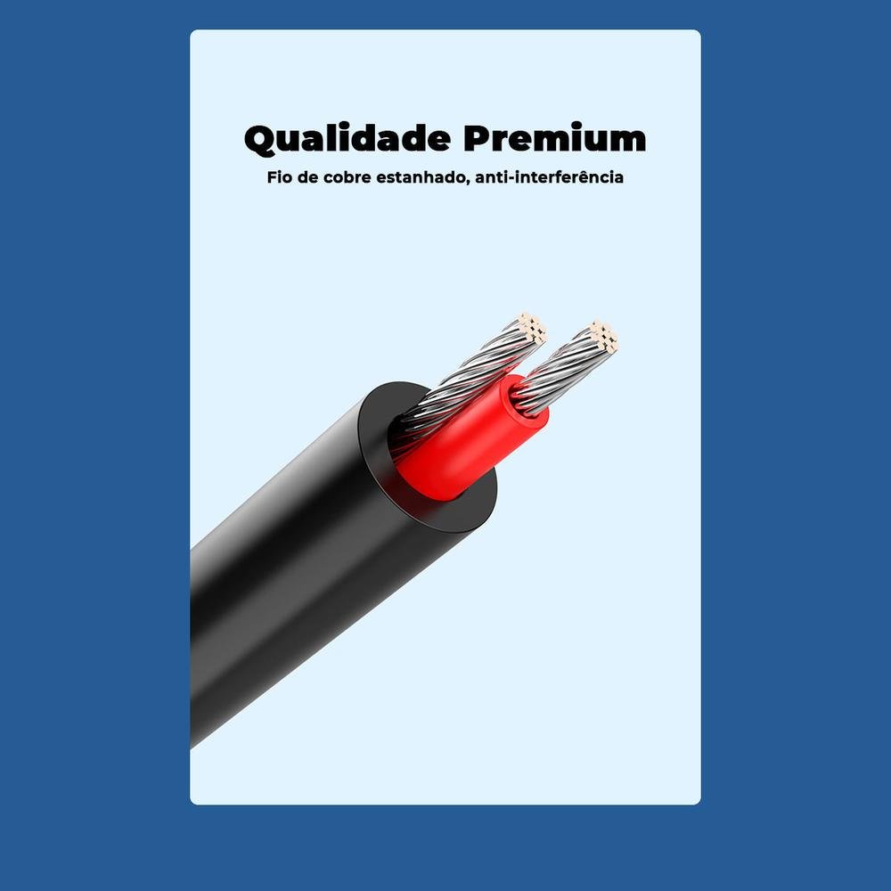 Imagem 4 de 5 do produto Cabo Vention Auxiliar Audio P2 Para Rca Blindado Dj Som 5m