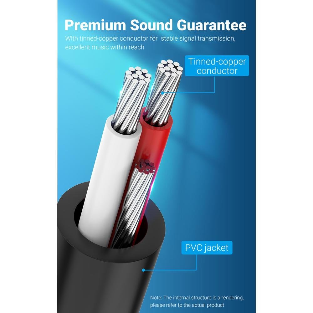 Imagem 3 de 5 do produto Cabo Áudio Vention Macho, P10 Estéreo Para 2 P10 Mono, Dj, 2M