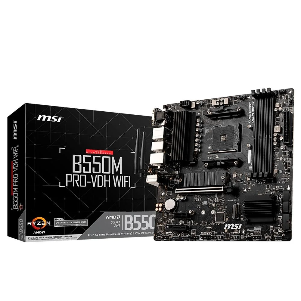 Placa-Mãe MSI B550m PRO-VDH, Wi-Fi, AM4, M-ATX Placa-Mãe MSI B550m PRO-VDH, Wi-Fi, AM4, M-ATX