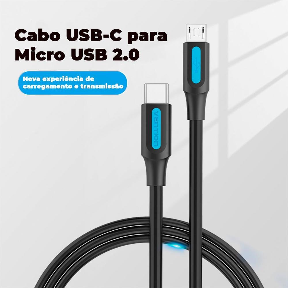 Imagem 2 de 2 do produto Cabo Vention USB C Para Micro USB 2a - 1,5m