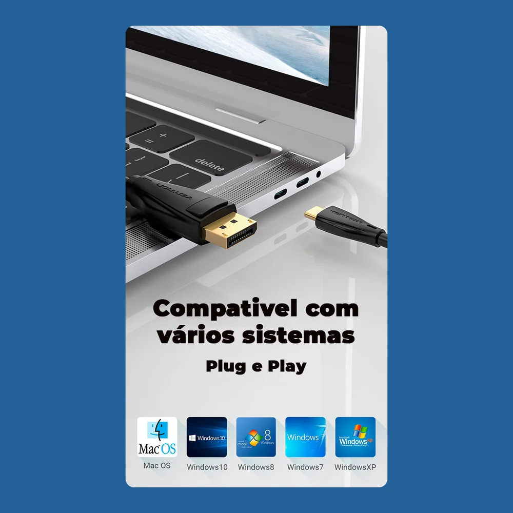 Imagem 2 de 5 do produto Cabo USB-C Para Displayport, Vention, 2m