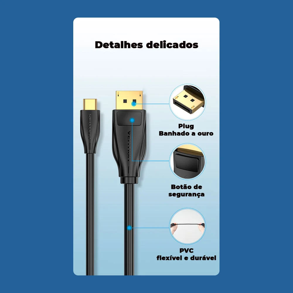 Imagem 3 de 5 do produto Cabo USB-C Para Displayport, Vention, 2m
