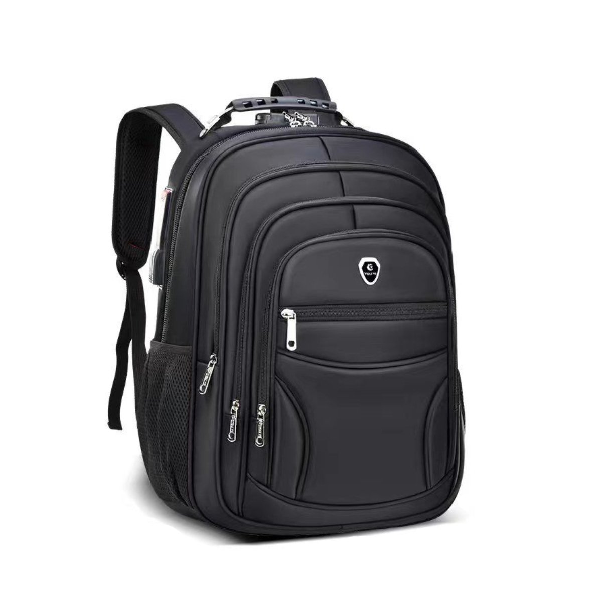 Mochila M3M Bolsa Grande Executiva Anti Furto Notebook Saida Cabo USB Fone de Ouvido Preto