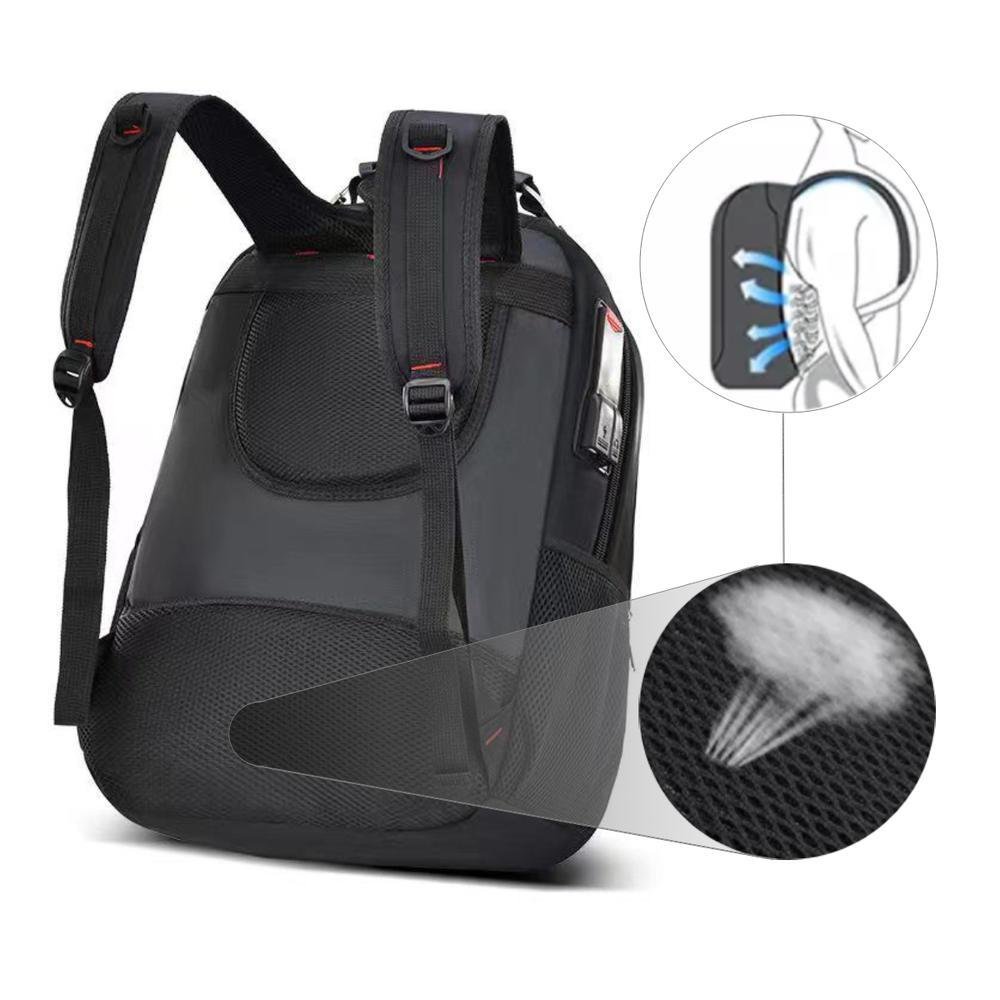 Imagem 3 de 5 do produto Mochila M3M Bolsa Grande Executiva Anti Furto Notebook Saida Cabo USB Fone de Ouvido Preto