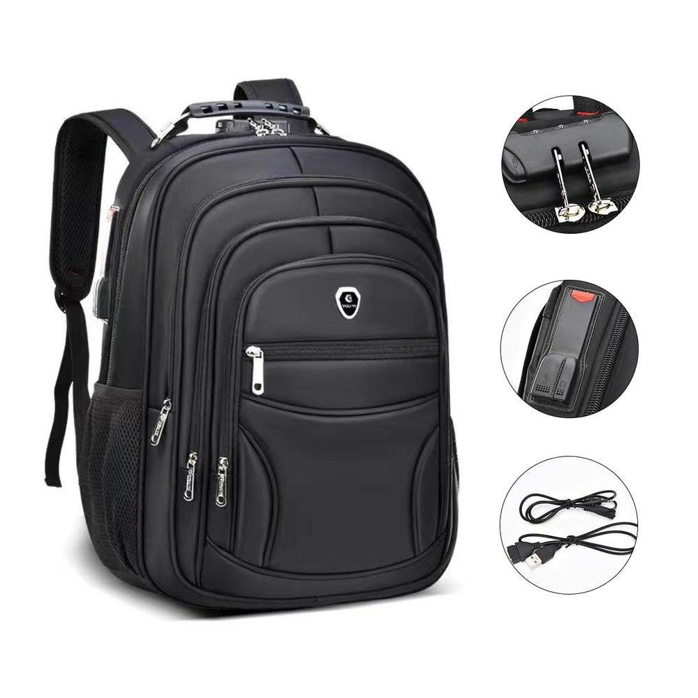 Imagem 4 de 5 do produto Mochila M3M Bolsa Grande Executiva Anti Furto Notebook Saida Cabo USB Fone de Ouvido Preto