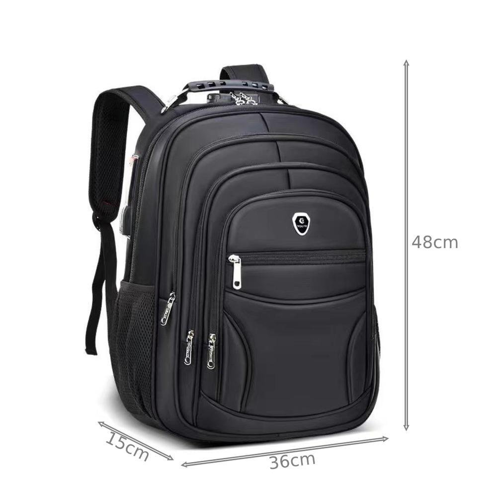 Imagem 5 de 5 do produto Mochila M3M Bolsa Grande Executiva Anti Furto Notebook Saida Cabo USB Fone de Ouvido Preto