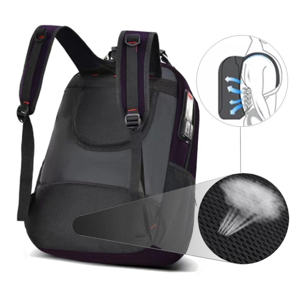 Imagem 2 de 5 do produto Mochila M3M Grande Executiva Anti Furto Notebook Saida Cabo USB Fone de Ouvido Roxo