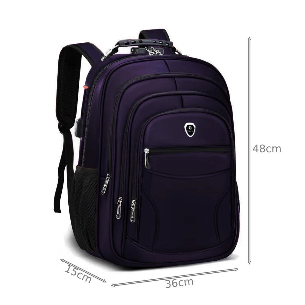Imagem 3 de 5 do produto Mochila M3M Grande Executiva Anti Furto Notebook Saida Cabo USB Fone de Ouvido Roxo