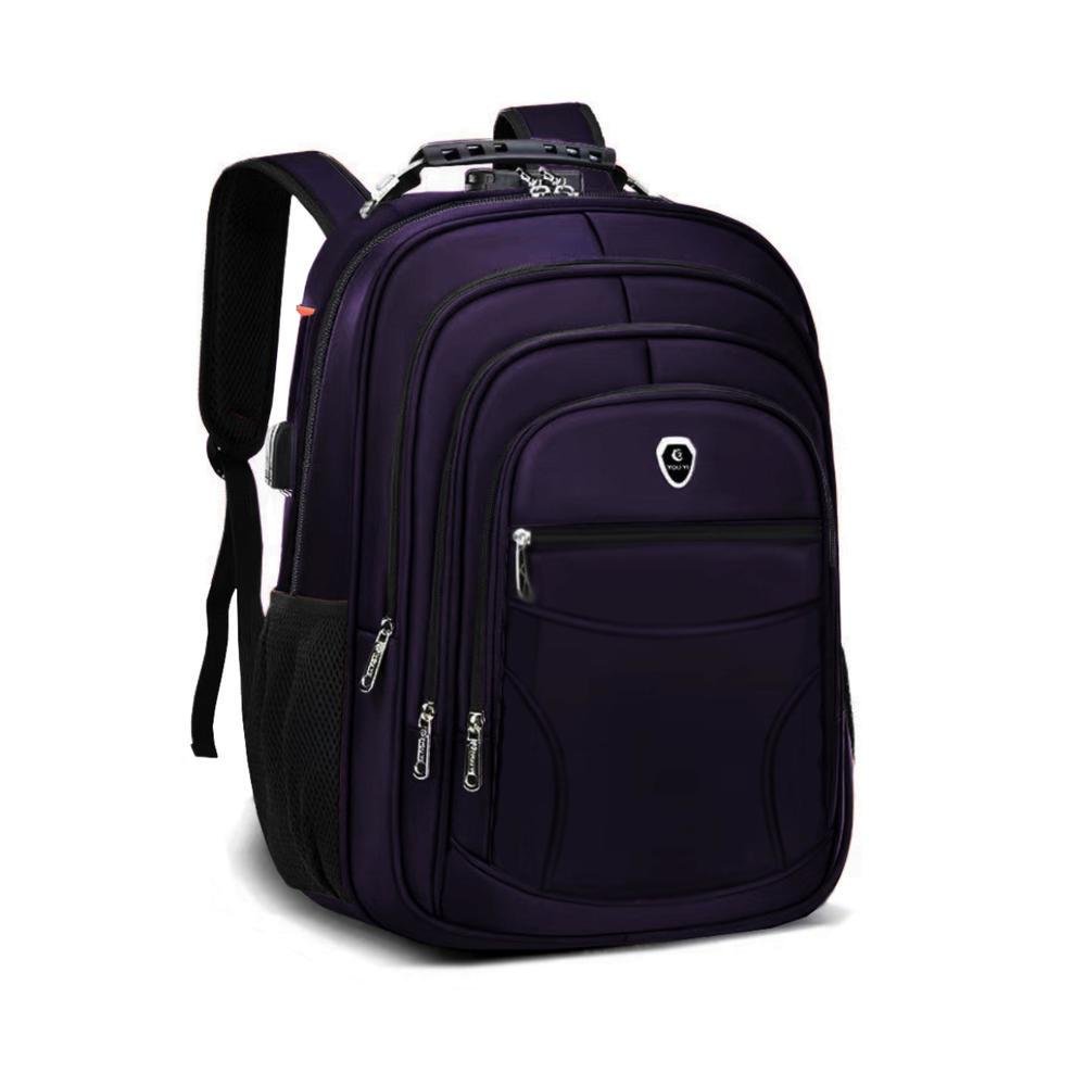 Imagem 4 de 5 do produto Mochila M3M Grande Executiva Anti Furto Notebook Saida Cabo USB Fone de Ouvido Roxo