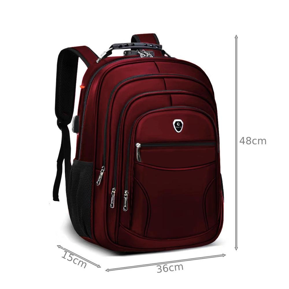 Imagem 2 de 5 do produto Mochila M3M Grande Executiva Anti Furto Notebook Saida Cabo USB Fone de Ouvido Vermelho