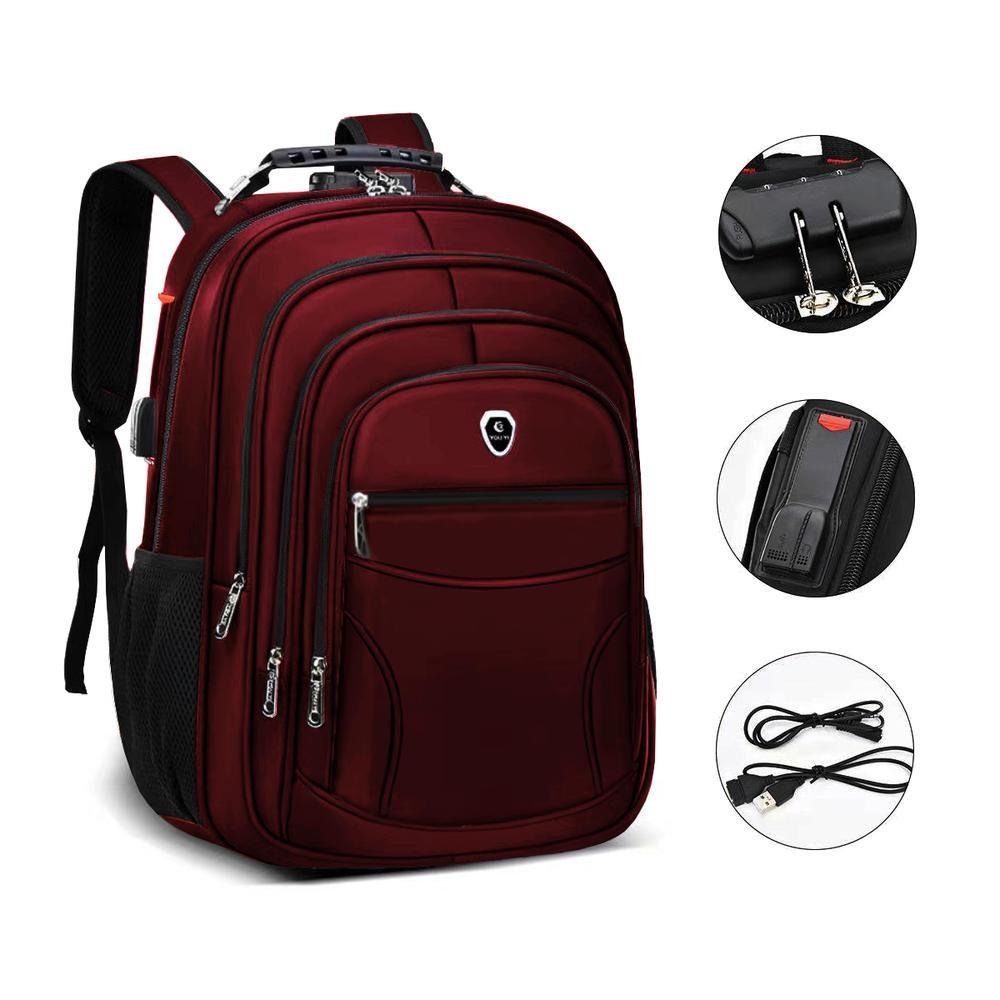 Imagem 3 de 5 do produto Mochila M3M Grande Executiva Anti Furto Notebook Saida Cabo USB Fone de Ouvido Vermelho
