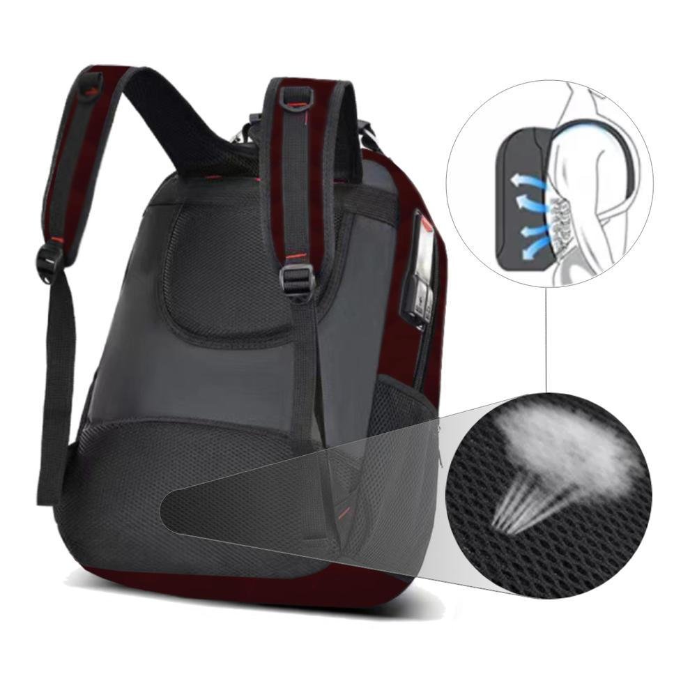 Imagem 4 de 5 do produto Mochila M3M Grande Executiva Anti Furto Notebook Saida Cabo USB Fone de Ouvido Vermelho