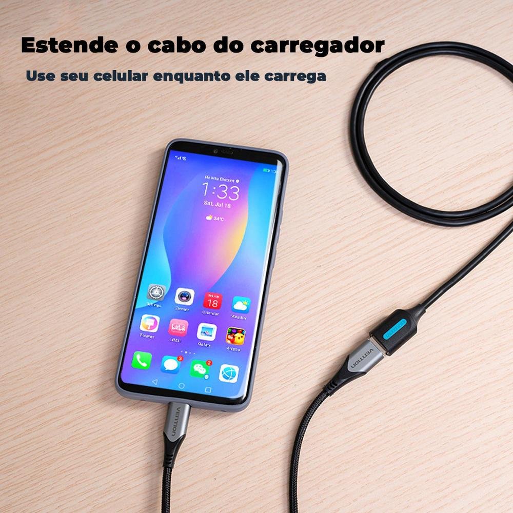 Imagem 2 de 4 do produto Cabo Extensor USB 2.0, Vention, 2m, Preto
