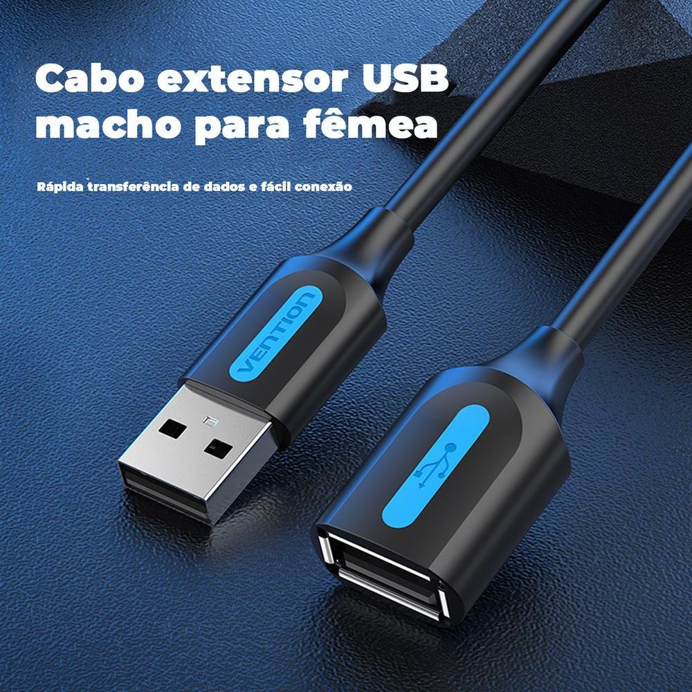 Imagem 4 de 4 do produto Cabo Extensor USB 2.0, Vention, 2m, Preto