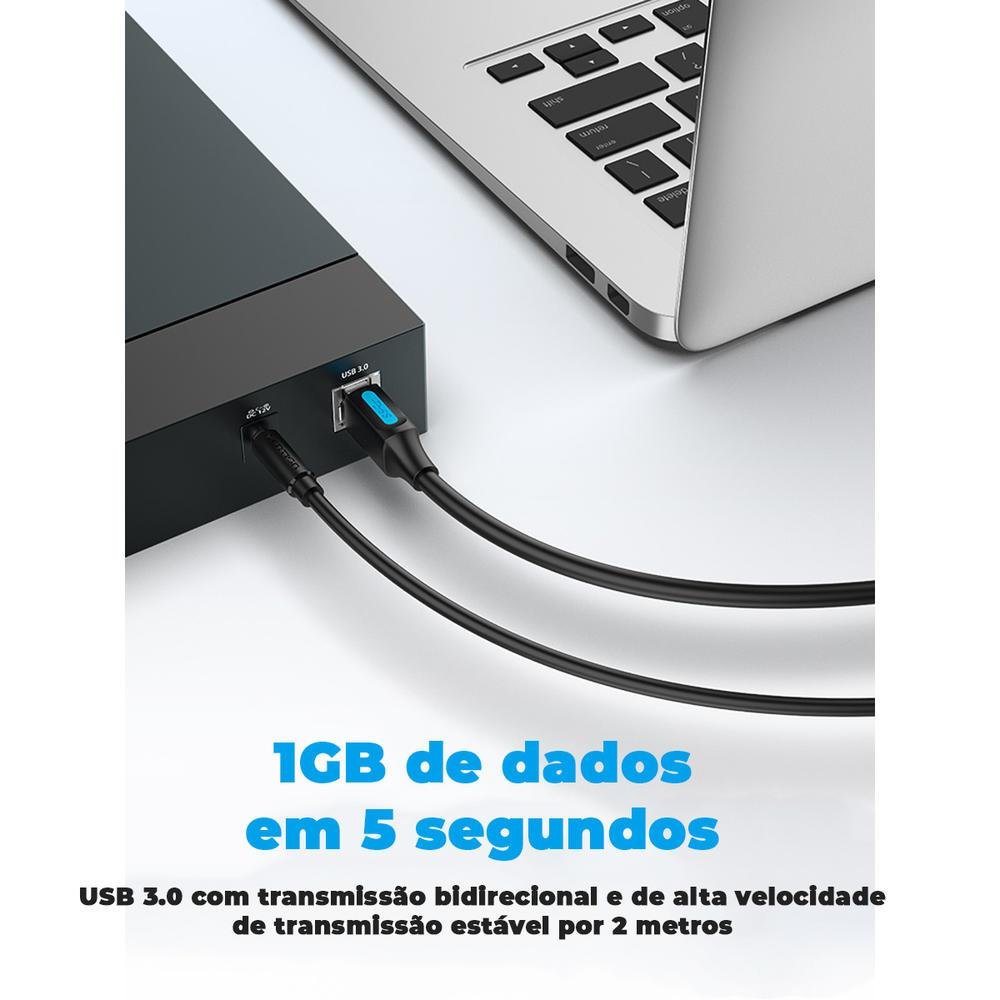 Imagem 4 de 5 do produto Cabo USB B 3.0 Vention HD Externo Monitor Gamer Premium 2m