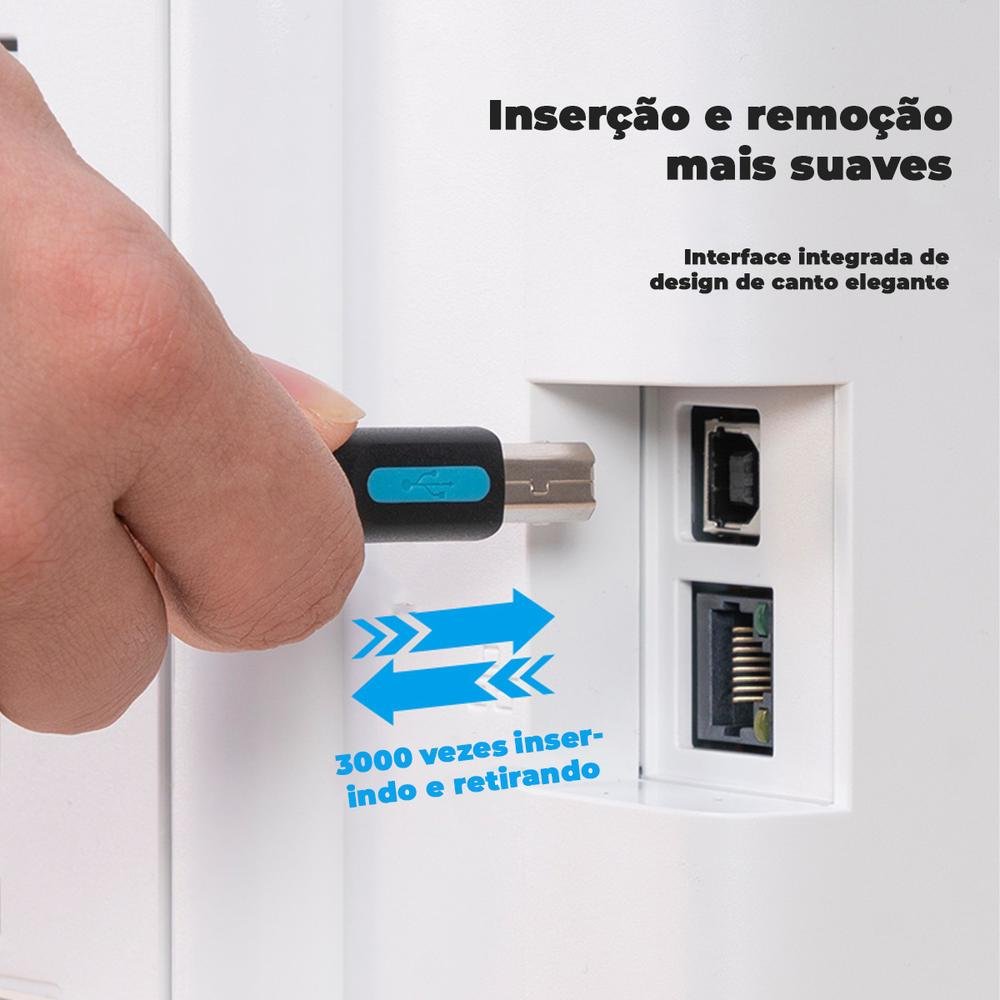 Imagem 5 de 5 do produto Cabo Vention USB B 2.0 Impressora Universal Premium Epson 3m