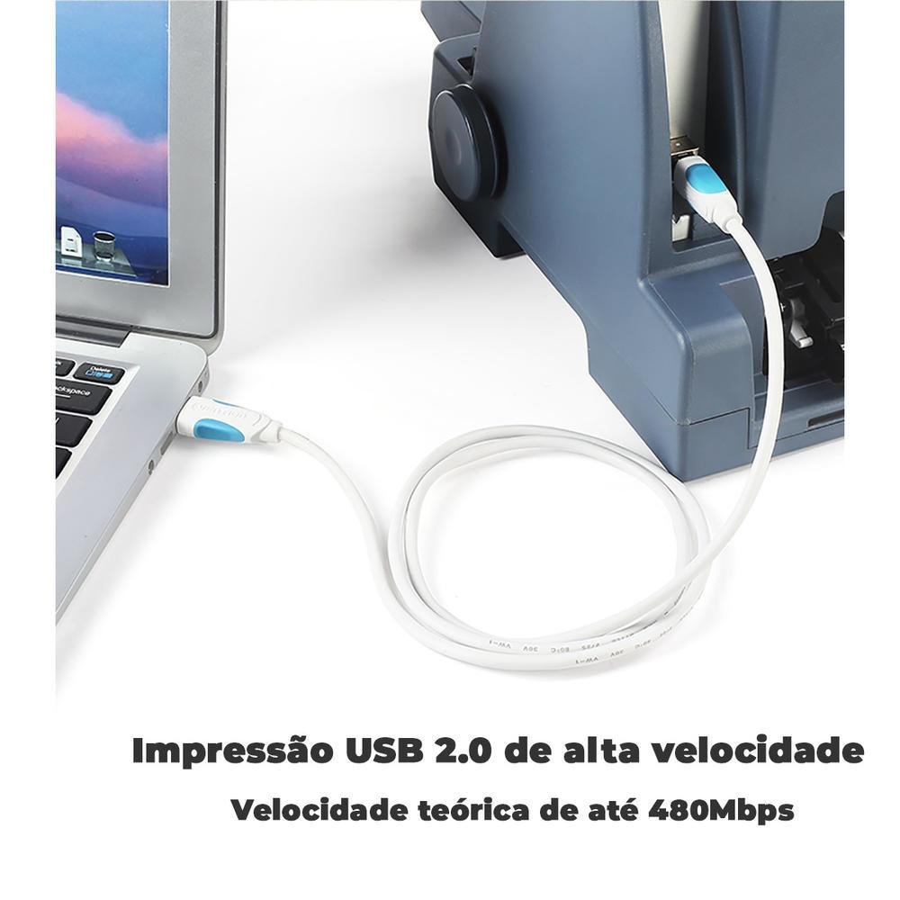Imagem 3 de 5 do produto Cabo Vention USB B 2.0, 5 Metros, Impressora HP, Epson, Brother, LG
