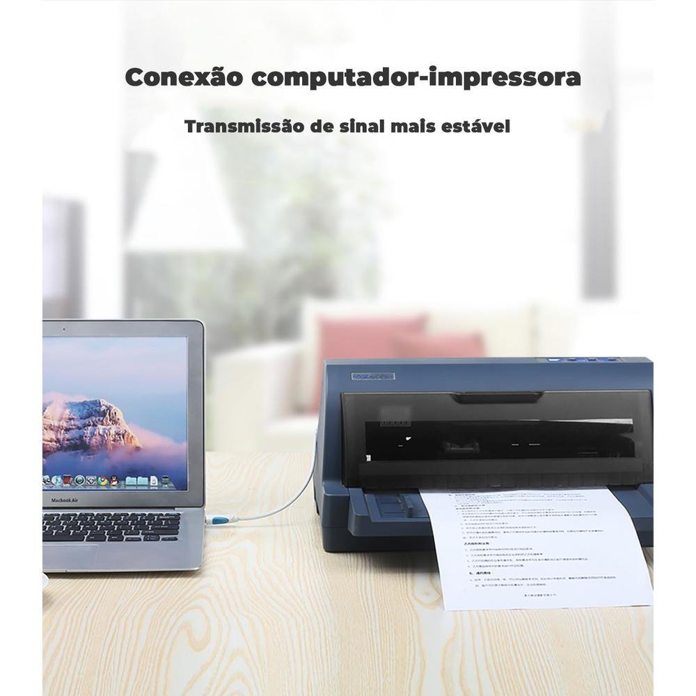 Imagem 5 de 5 do produto Cabo Vention USB B 2.0, 5 Metros, Impressora HP, Epson, Brother, LG