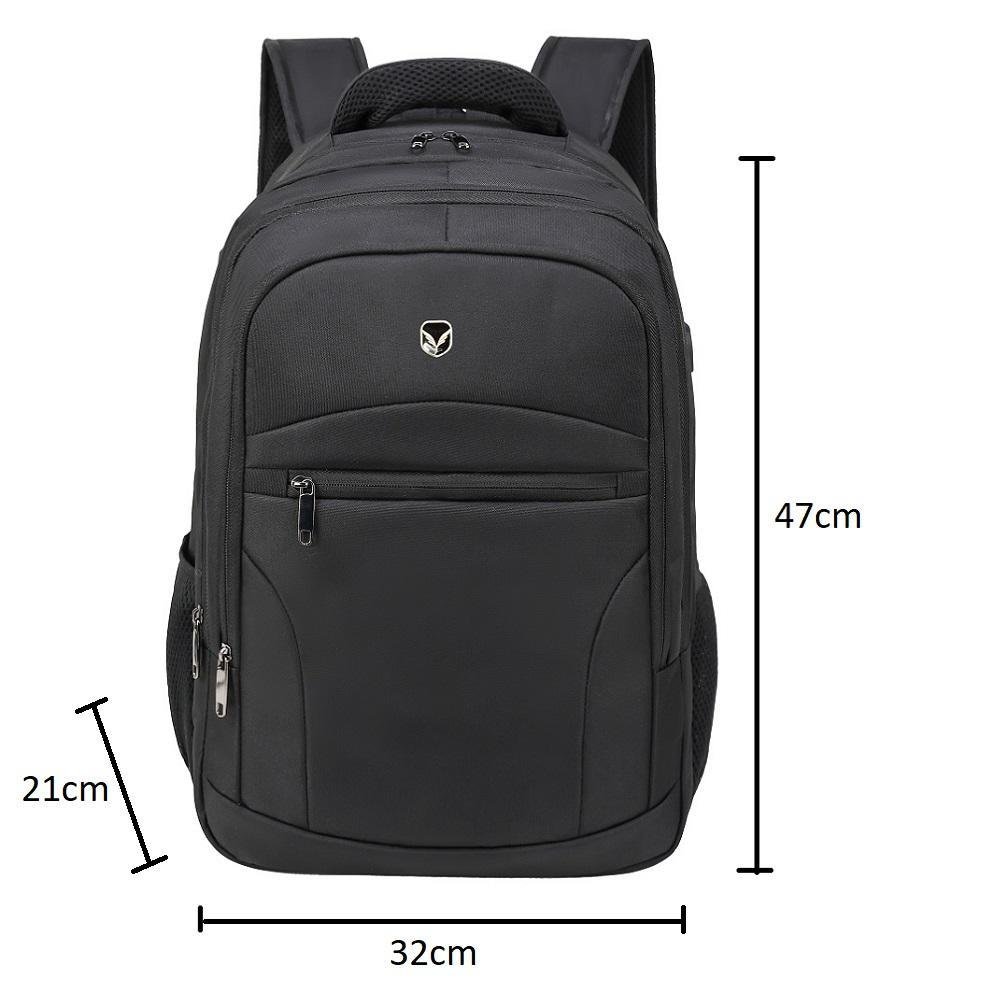Imagem 2 de 5 do produto Mochila Casual para Notebook 16.5 Polegadas, 32L, poliéster, Antifurto, com cabo USB, Preto
