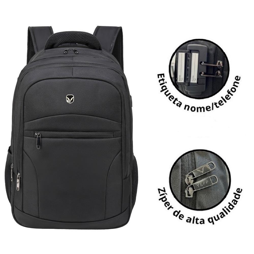 Imagem 5 de 5 do produto Mochila Casual para Notebook 16.5 Polegadas, 32L, poliéster, Antifurto, com cabo USB, Preto