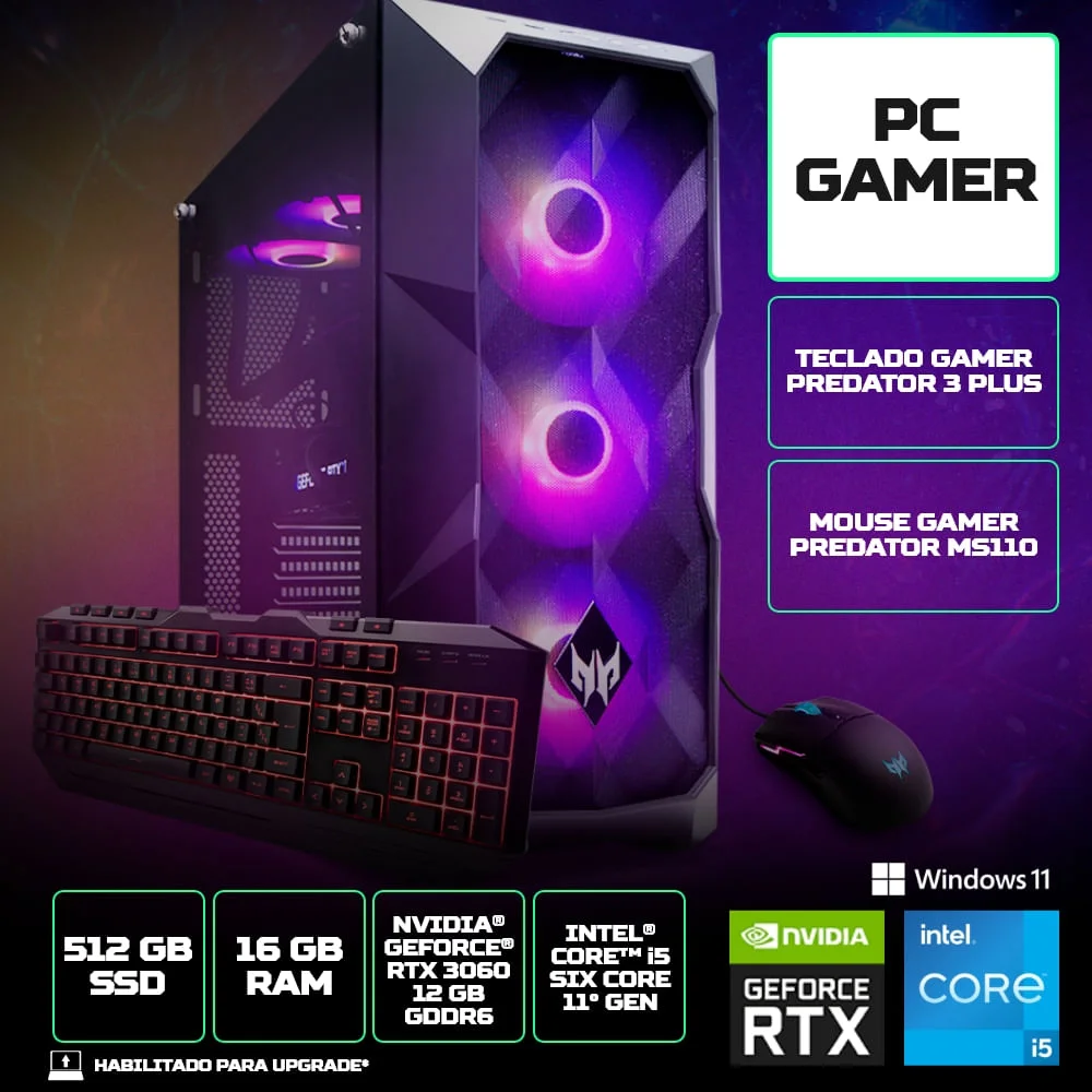 Computador Acer Predator Intel I5 11400 16GB