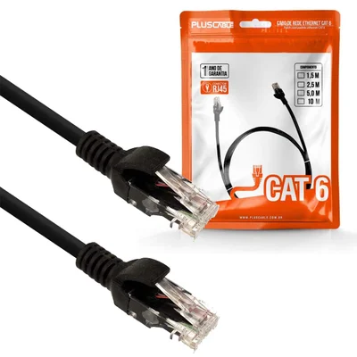 Cabo De Rede Plus Cable Patch Cord Cat6e C/rj45 10 Metros Preto- PC-eth6u100bk