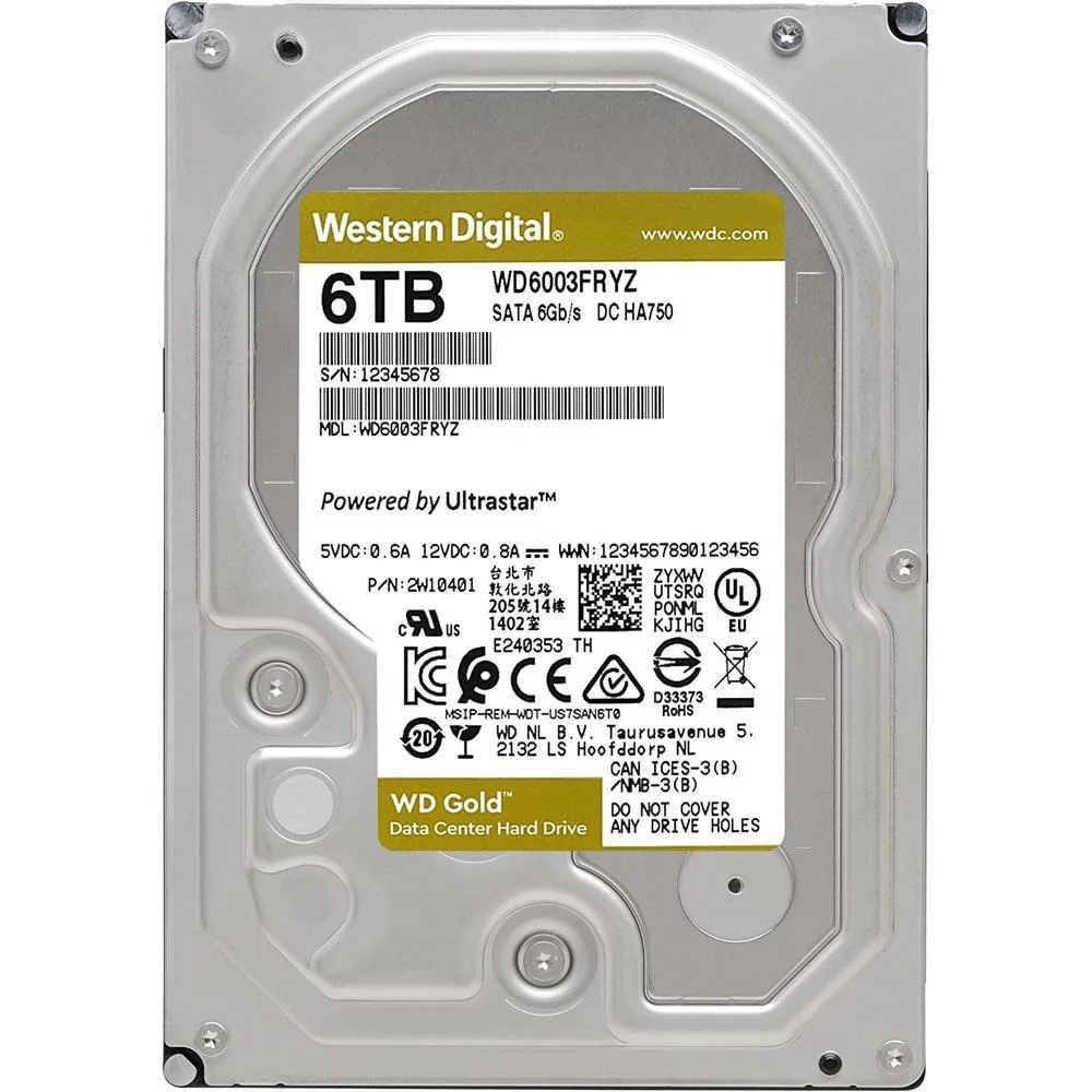 HD WD Gold, 6TB, 256MB, SATA III, Classe Empresarial - WD6003FRYZ HD WD Gold, 6TB, 256MB, SATA III, Classe Empresarial - WD6003FRYZ