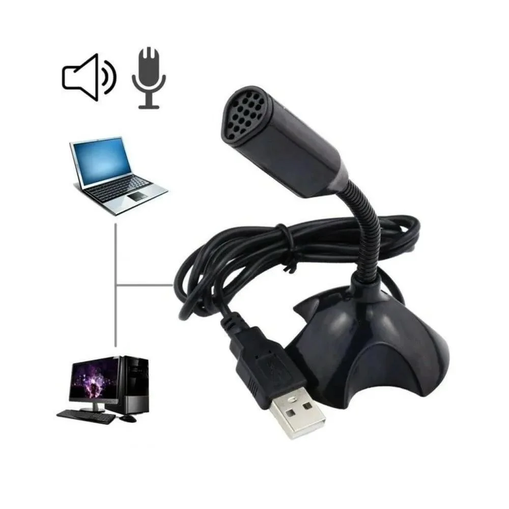 Imagem 2 de 2 do produto Microfone Para Pc USB Desktop, Com Suporte E Ajuste 360 Graus