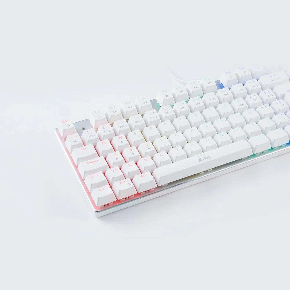 Imagem 3 de 5 do produto Teclado Gamer Mecânico A+ Plus Tech Barak White LED Rainbow Blue Abnt2