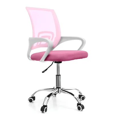 Cadeira De Escritório Fortt Lisboa, Até 120Kg, Base Cromada, Com Rodinha, Rosa - Csf02-R