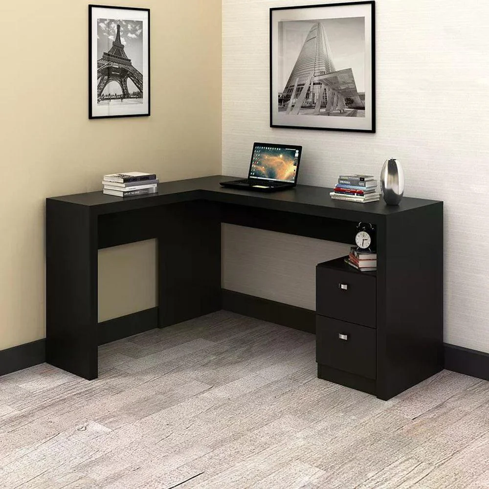 Imagem 3 de 5 do produto Mesa Para Escritorio De Canto Me4129 Preto Preto